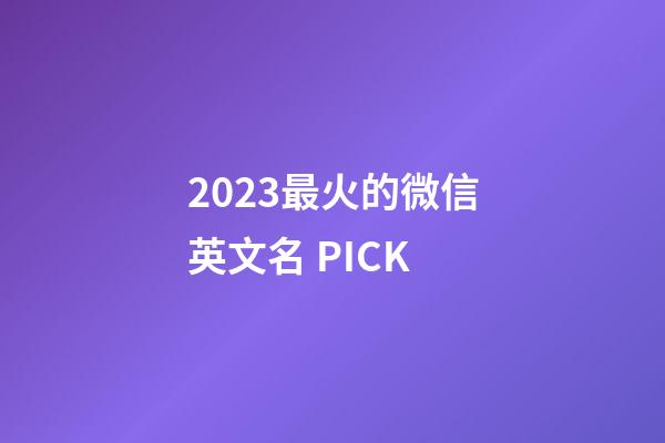 2023最火的微信英文名 PICK